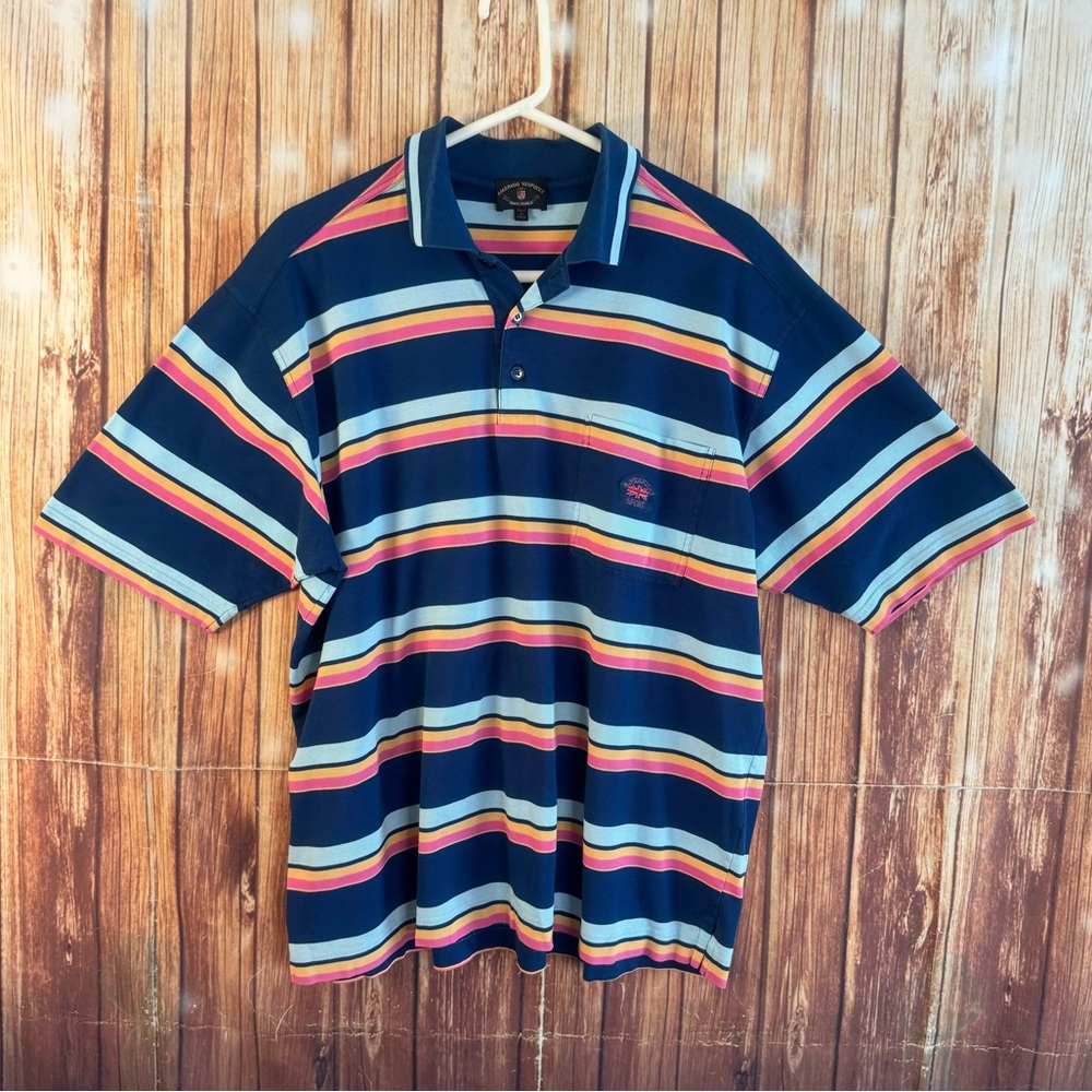 Amerigo Vespucci Men’s Short Sleeves with Pocket Striped Polo Shirt Size 2X